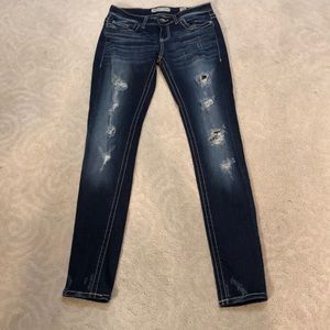 BKE Sz 27 regular Sabrina jeans with factory distressing/wiskering and fading